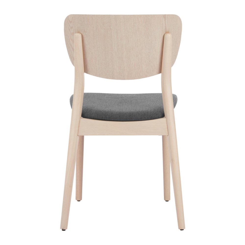 Set of Two Gray and Natural Upholstered Open Back Dining Side Chairs