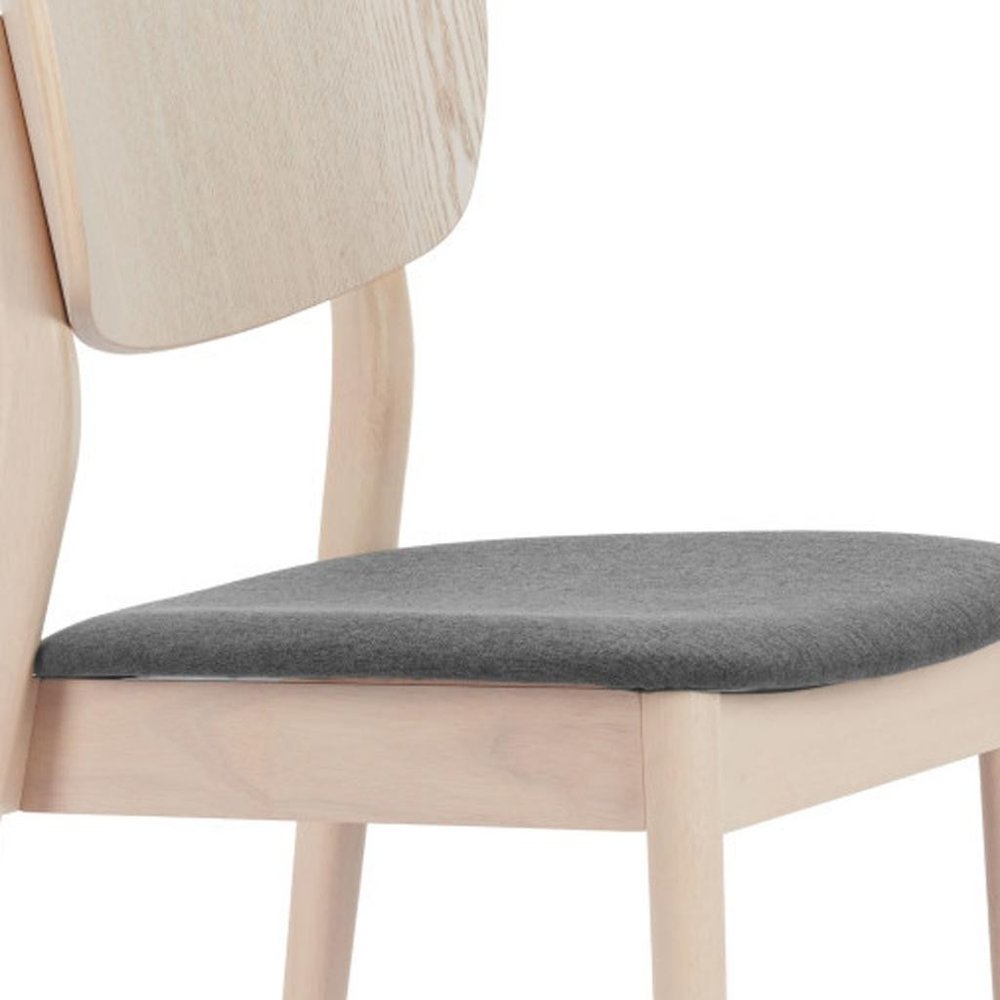 Set of Two Gray and Natural Upholstered Open Back Dining Side Chairs