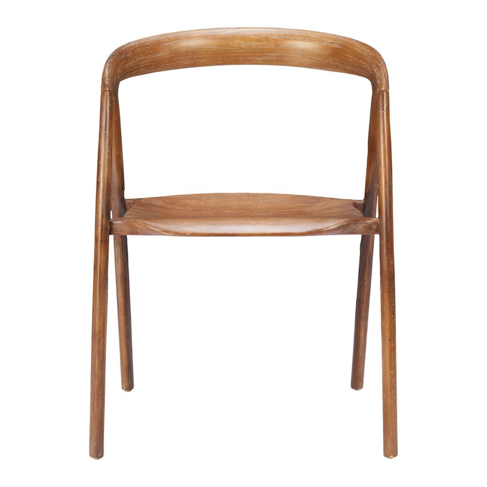 Set of Two Walnut and Brown Solid Wood Open Back Dining Arm Chairs