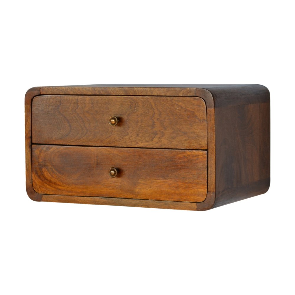 18" Brown Solid Wood Floating Nightstand