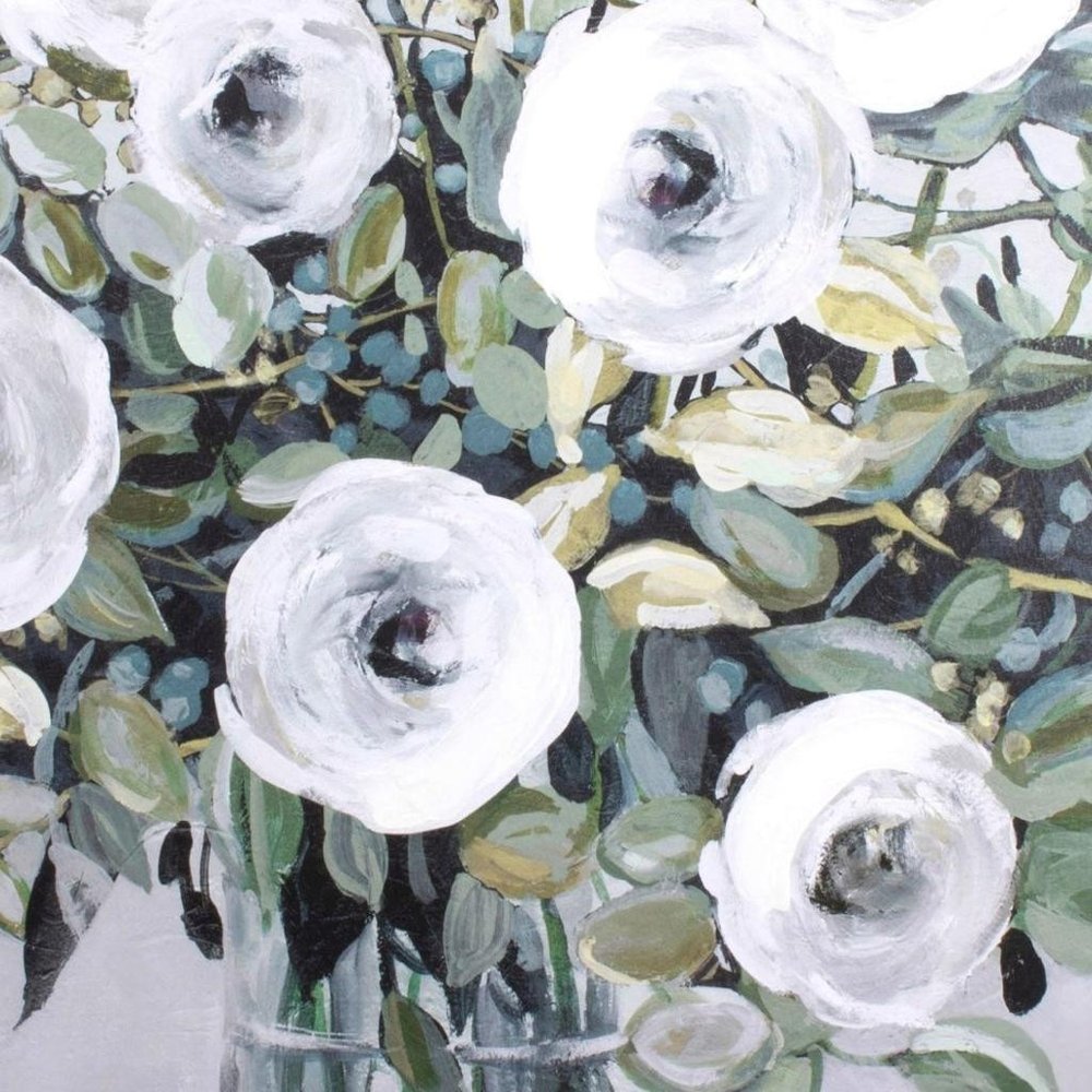 White Rose Parade Silver Floater Frame Wall Art