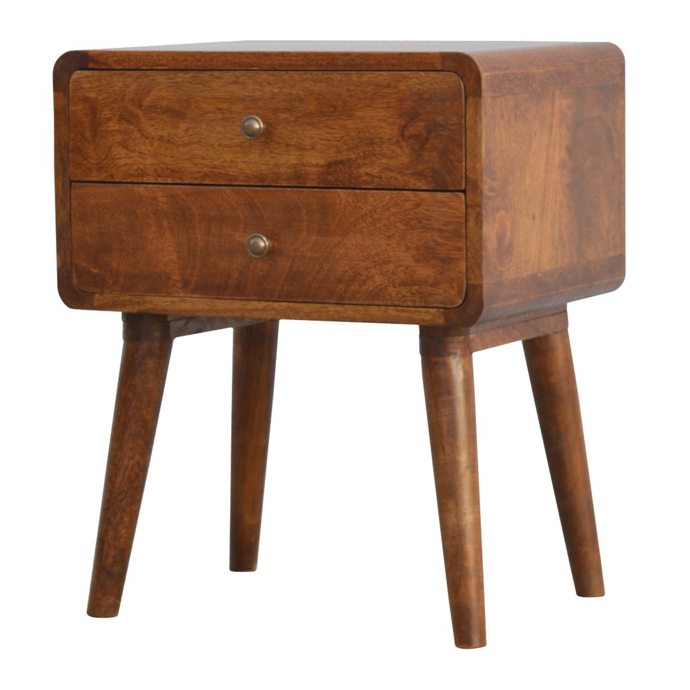 22" Chestnut Solid Wood Two Drawer Nightstand