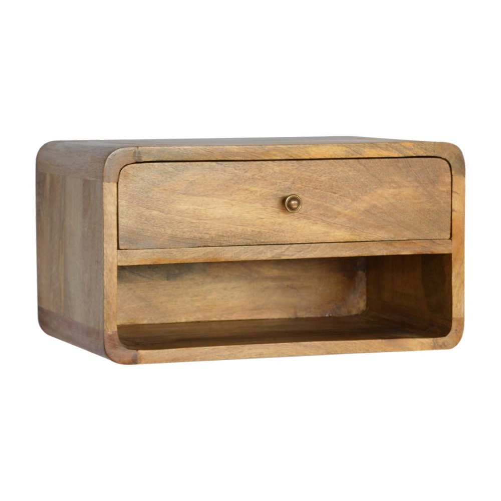 18" Natural Solid Wood One Drawer Floating Nightstand