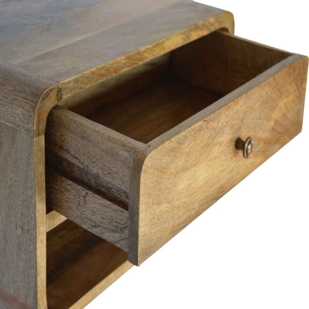 18" Natural Solid Wood One Drawer Floating Nightstand