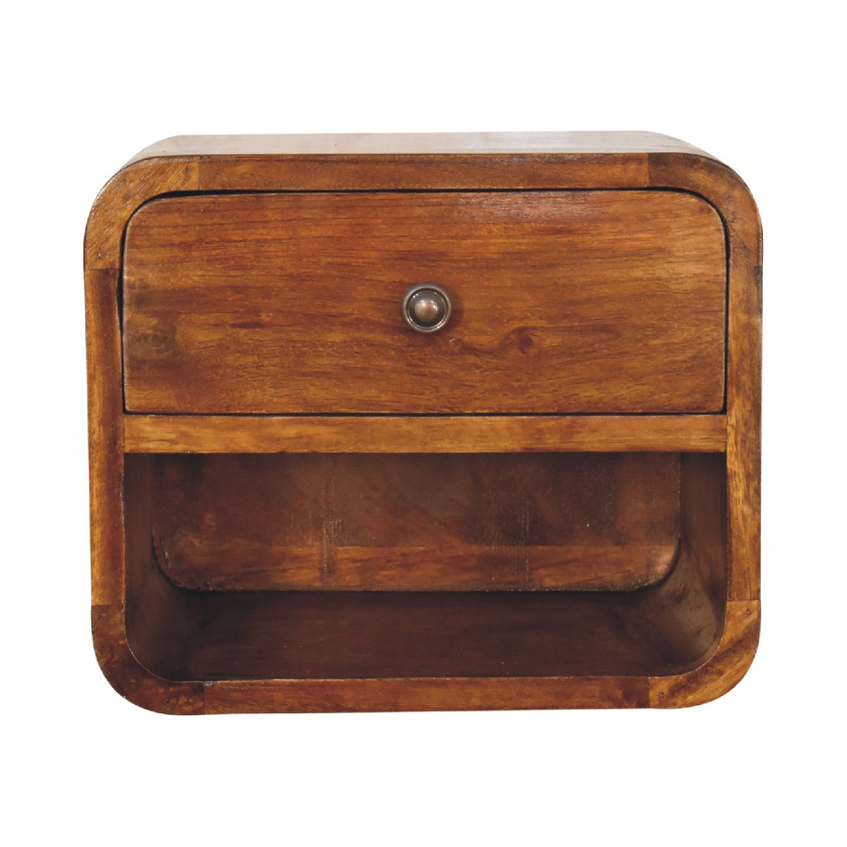 12" Chestnut Solid Wood One Drawer Floating Nightstand