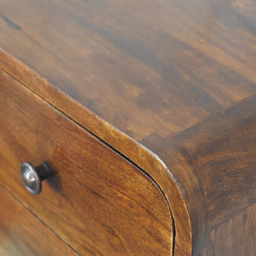 12" Chestnut Solid Wood Two Drawer Floating Nightstand