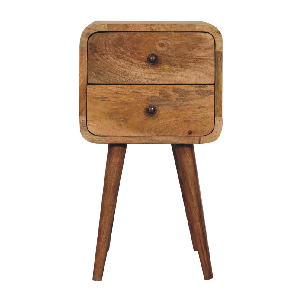 22" Oak Solid Wood Square Two Drawer Nightstand