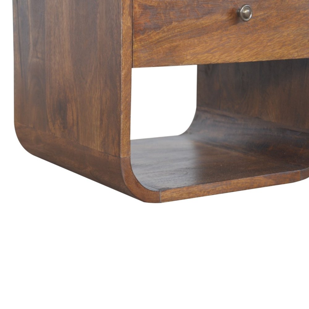 22" Brown Solid Wood One Drawer Nightstand