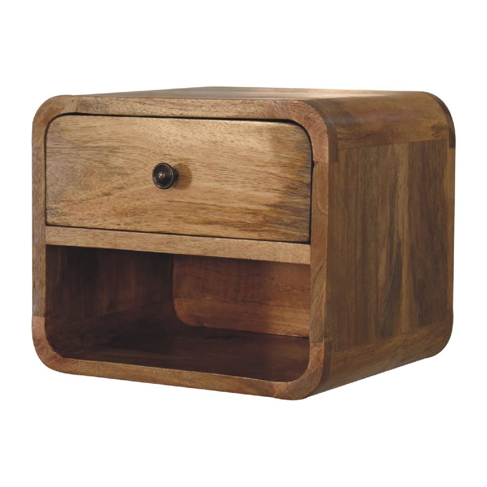 12" Oak Solid Wood One Drawer Floating Nightstand