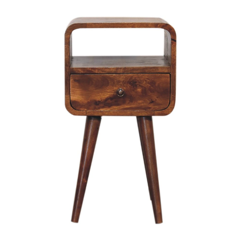 22" Chestnut Solid Wood Square One Drawer Nightstand