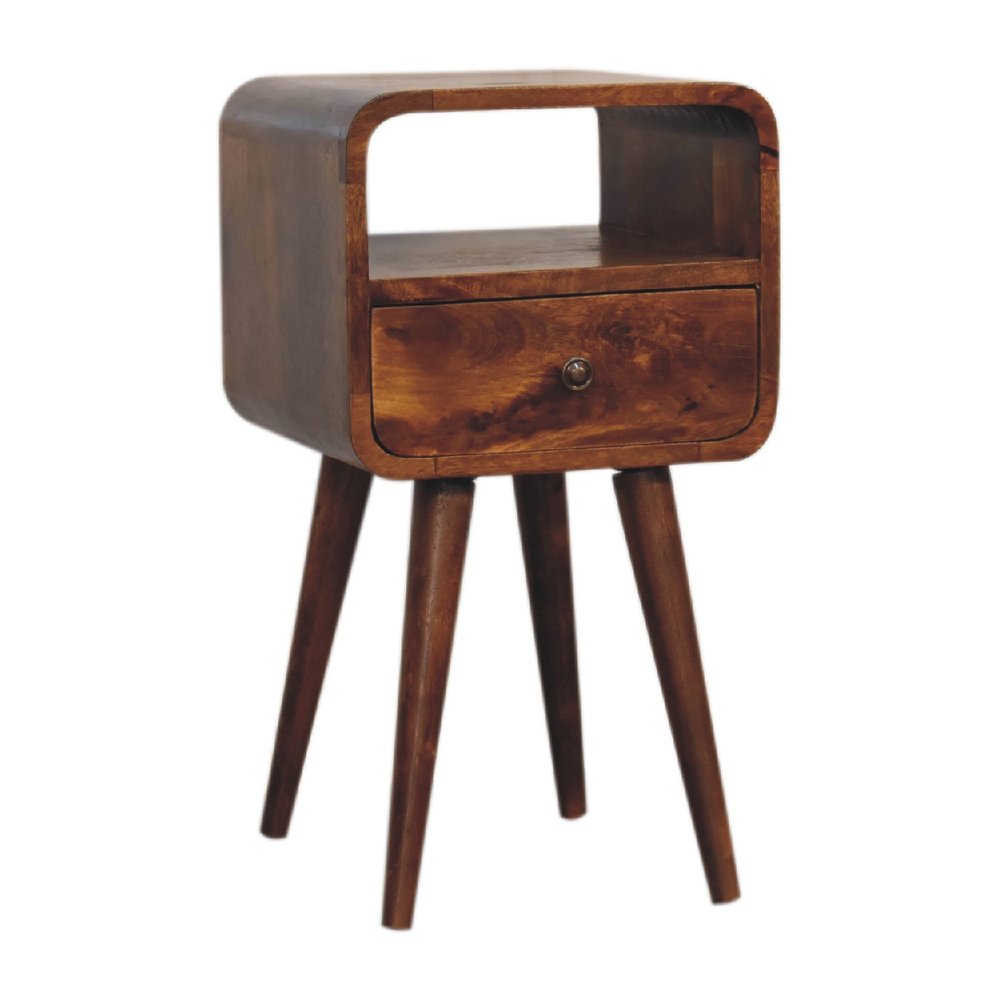 22" Chestnut Solid Wood Square One Drawer Nightstand