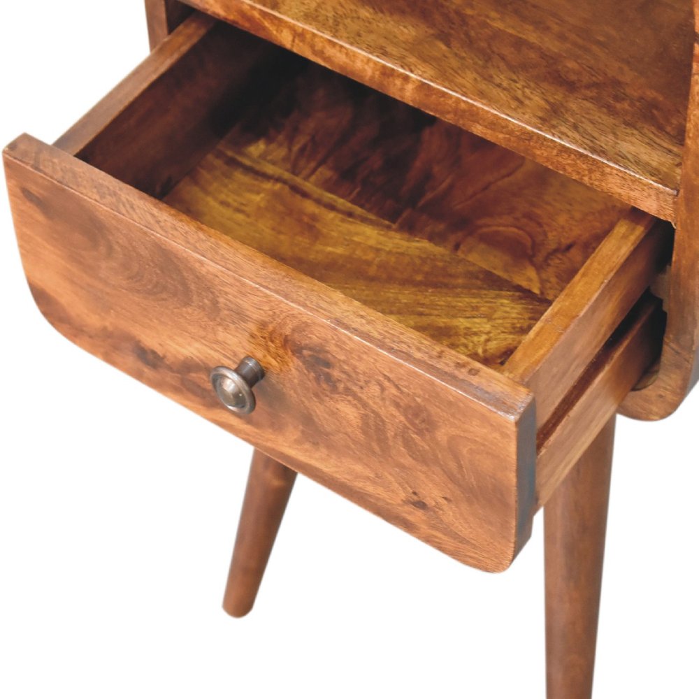 22" Chestnut Solid Wood Square One Drawer Nightstand