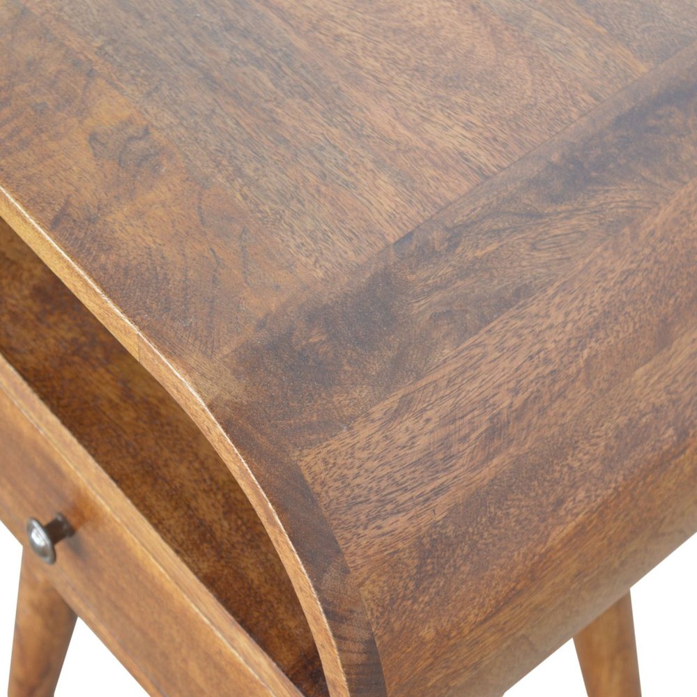 21" Brown Solid Wood Oval One Drawer Nightstand