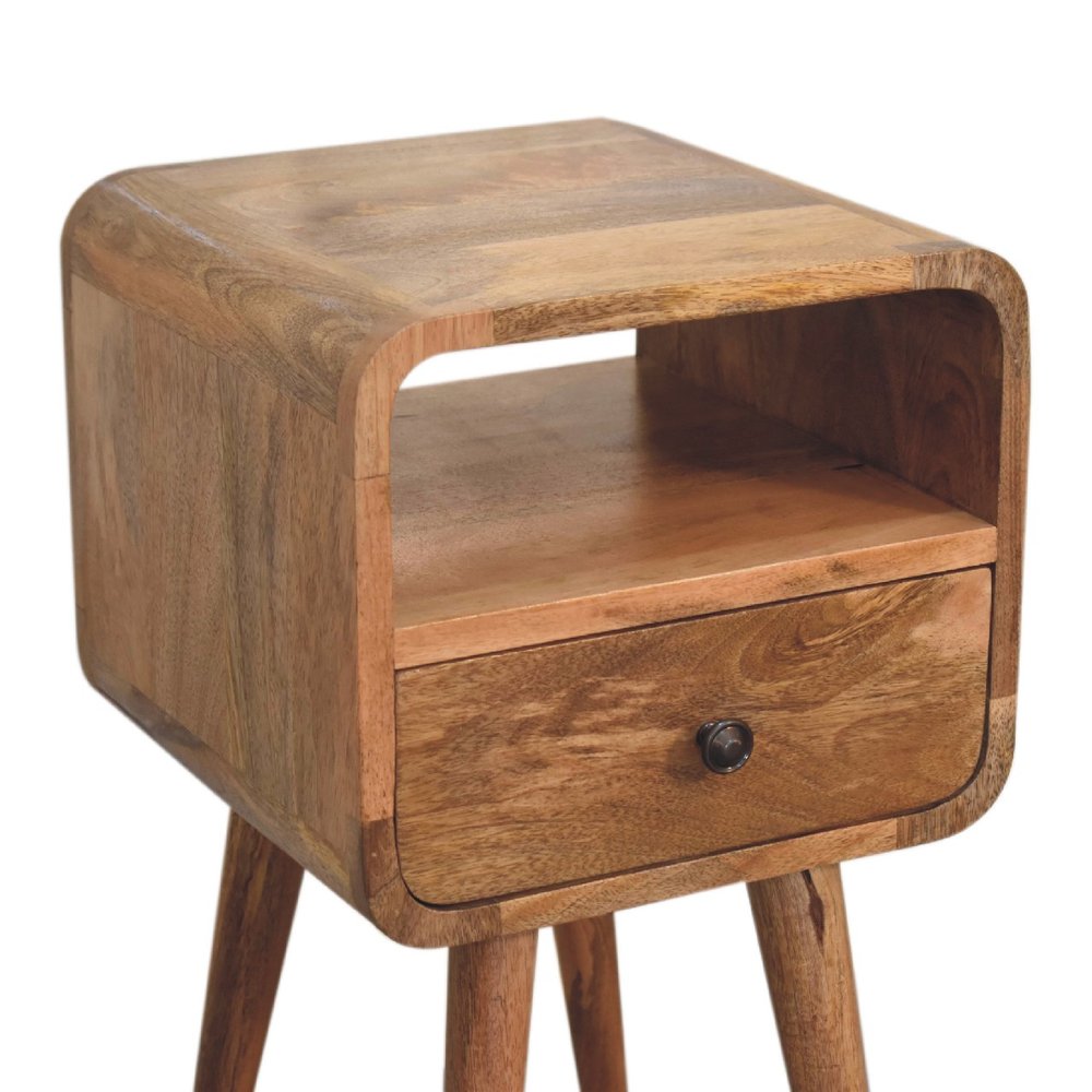 22" Oak Solid Wood Square One Drawer Nightstand