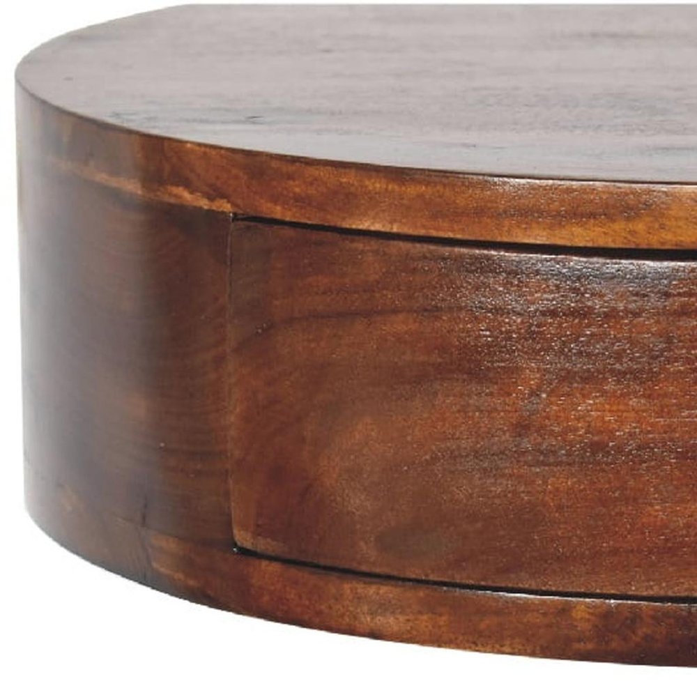 22" Brown Solid Wood One Drawer Floating Nightstand