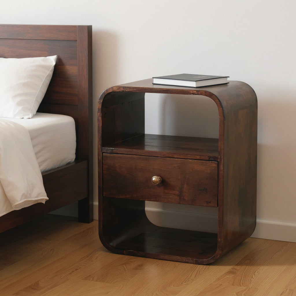 22" Chestnut Solid Wood One Drawer Nightstand
