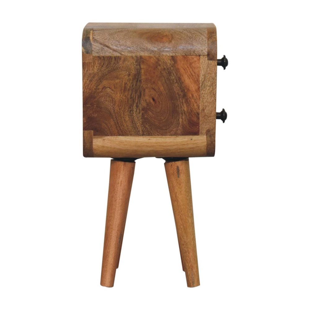 16" Oak Solid Wood Square Two Drawer Nightstand