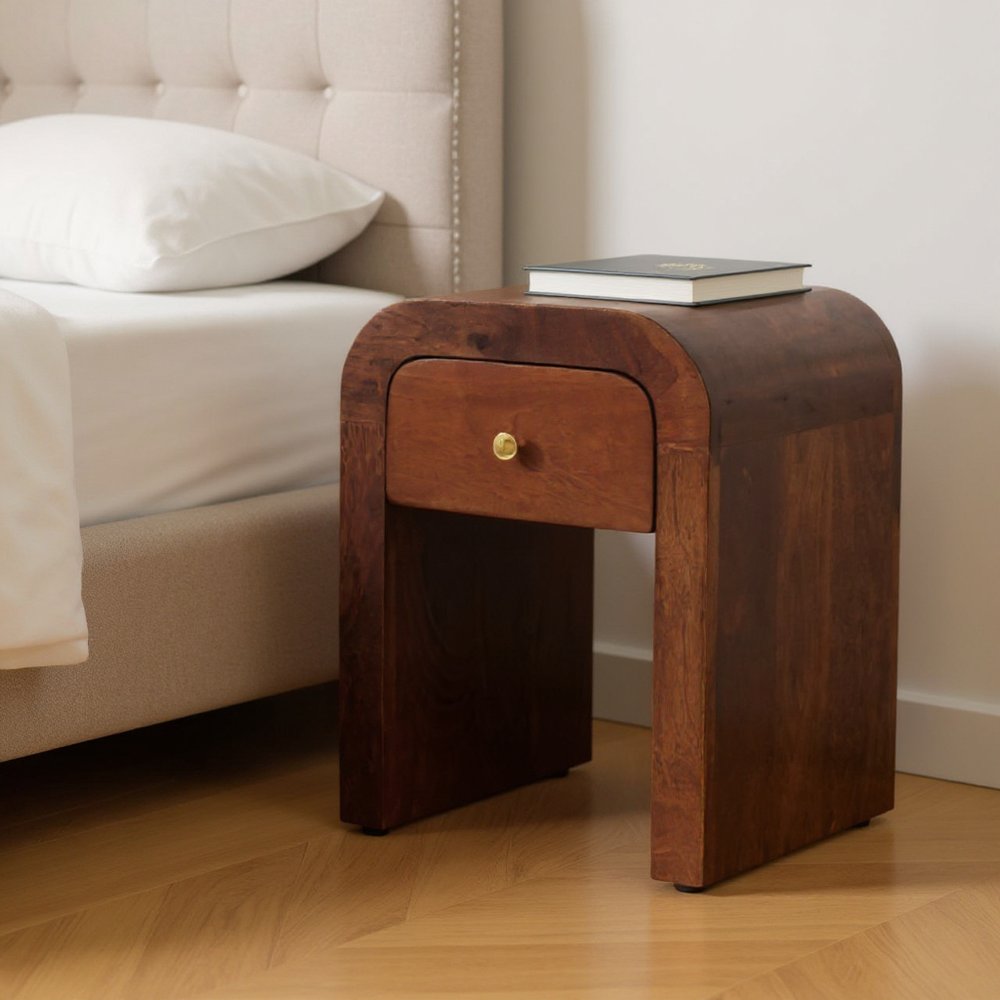 16" Chestnut Solid Wood One Drawer Nightstand