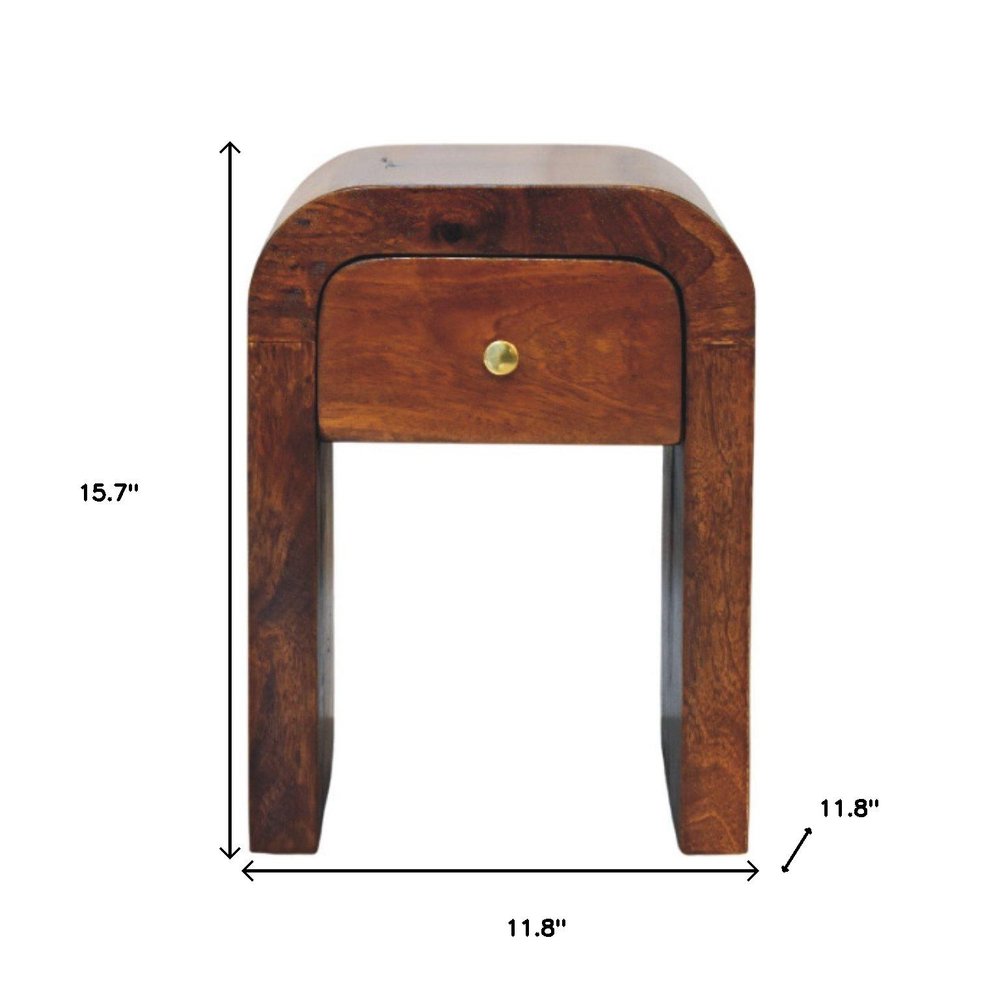 16" Chestnut Solid Wood One Drawer Nightstand