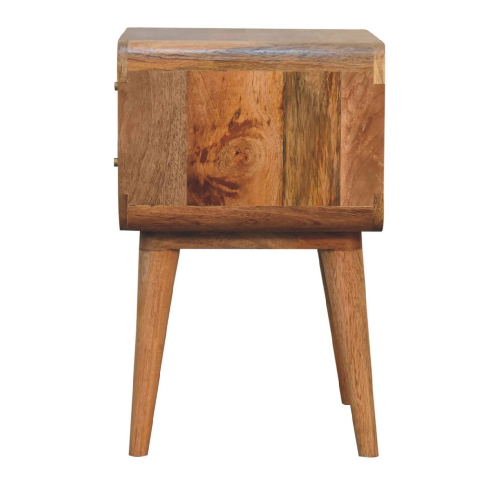 22" Oak Solid Wood And Cane Rattan Two Drawer Nightstand