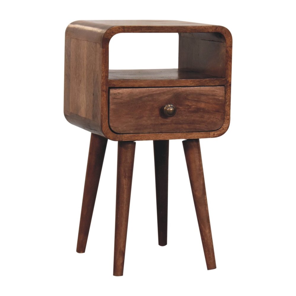 22" Brown Solid Wood Square One Drawer Nightstand
