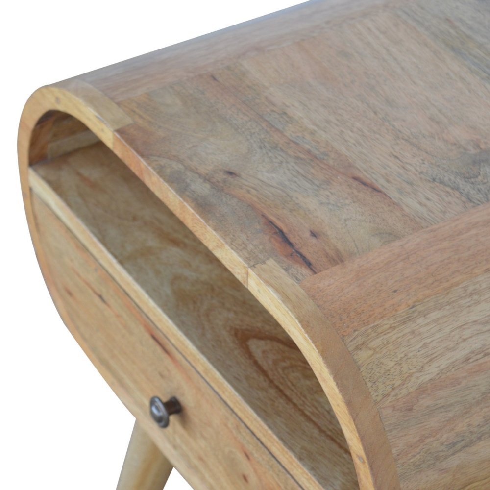 21" Natural Solid Wood Oval One Drawer Nightstand