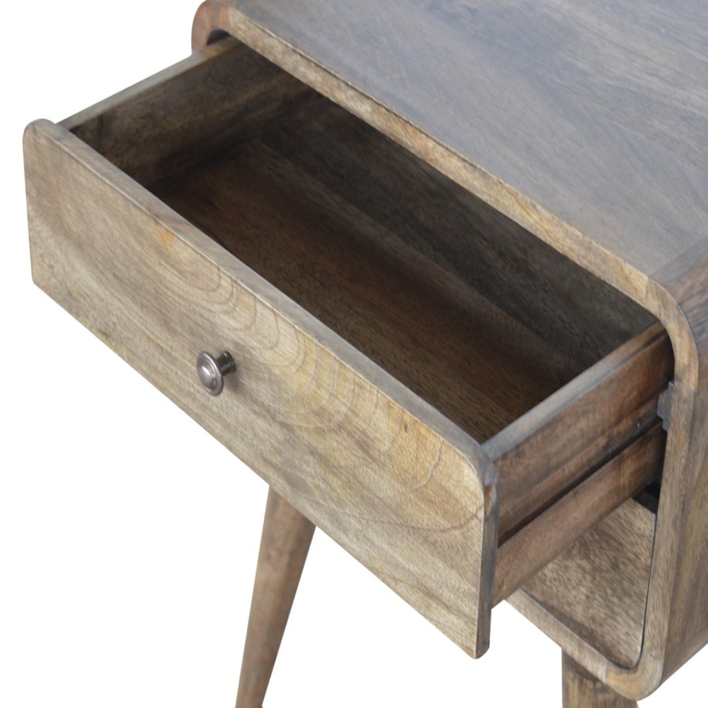 22" Natural Solid Wood Distressed Two Drawer Nightstand