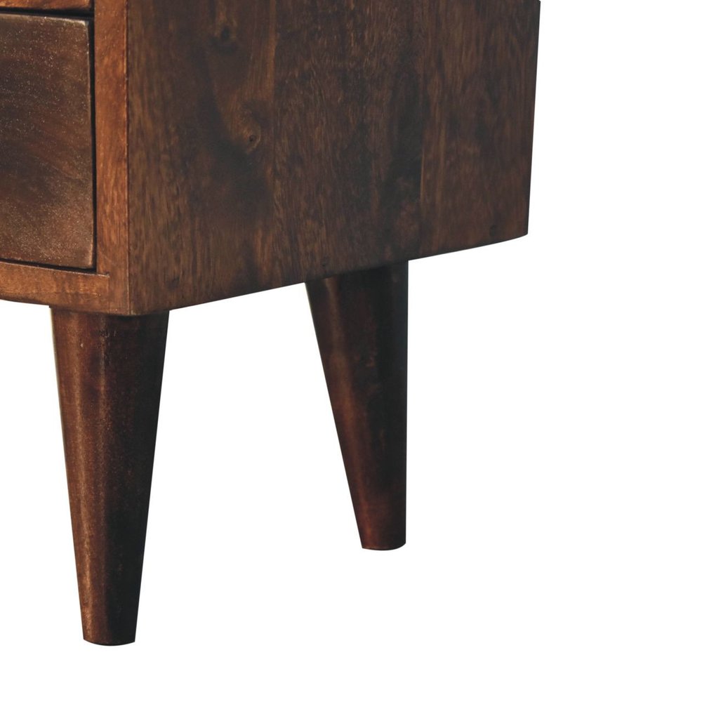 20" Walnut Solid Wood Square Two Drawer Nightstand