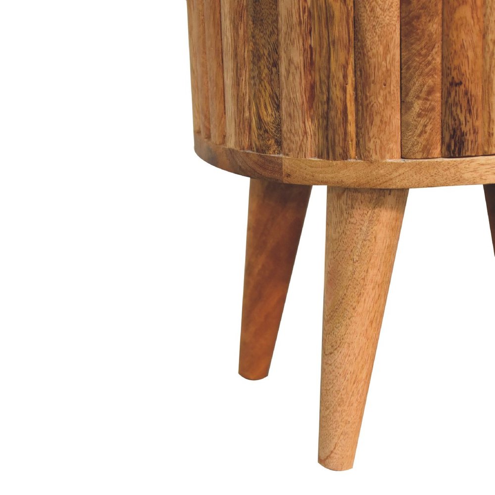18" Natural Solid Wood Oval Two Drawer Nightstand