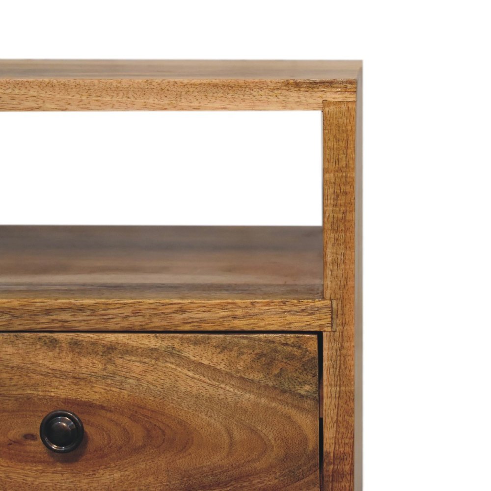 20" Oak Solid Wood Two Drawer Nightstand