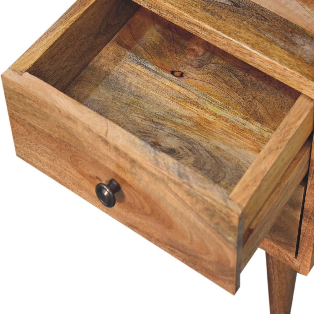 20" Oak Solid Wood Two Drawer Nightstand