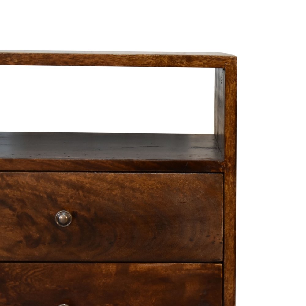 24" Chestnut Solid Wood Two Drawer Nightstand