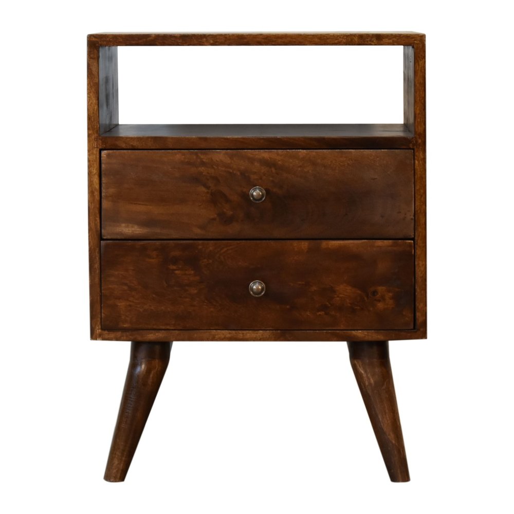 24" Chestnut Solid Wood Two Drawer Nightstand
