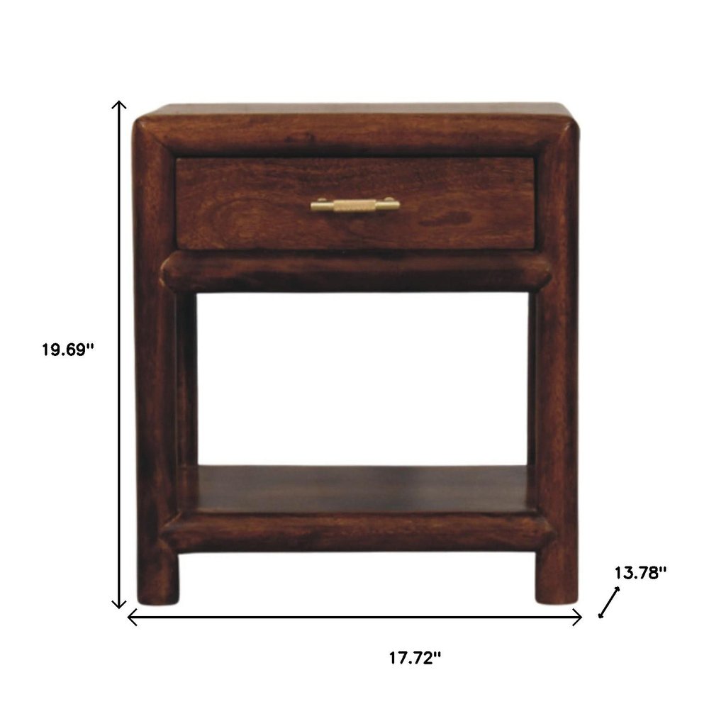 20" Chestnut Solid Wood Square One Drawer Nightstand