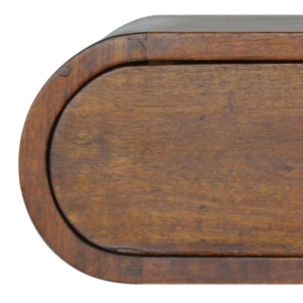18" Chestnut Solid Wood Oval One Drawer Floating Nightstand