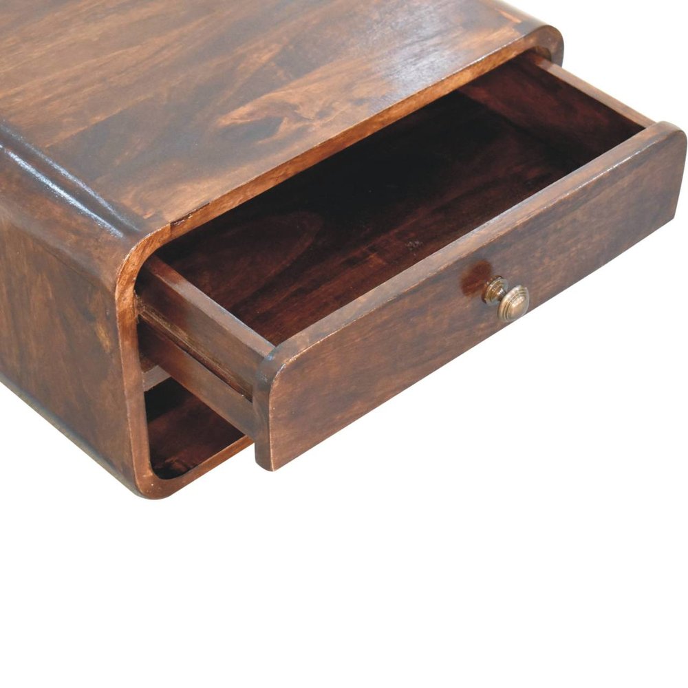 18" Brown Solid Wood One Drawer Floating Nightstand
