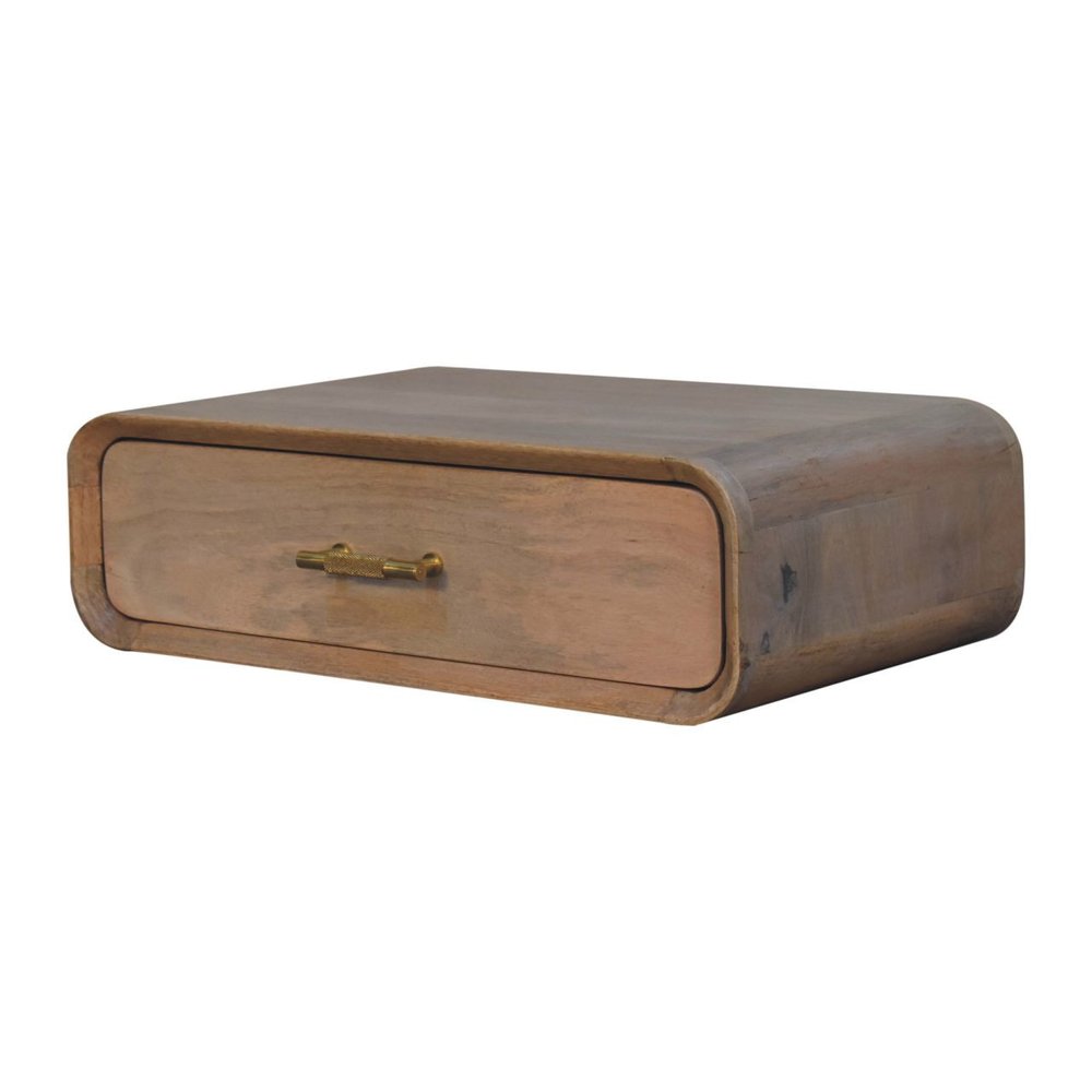 20" Brown Solid Wood One Drawer Floating Nightstand