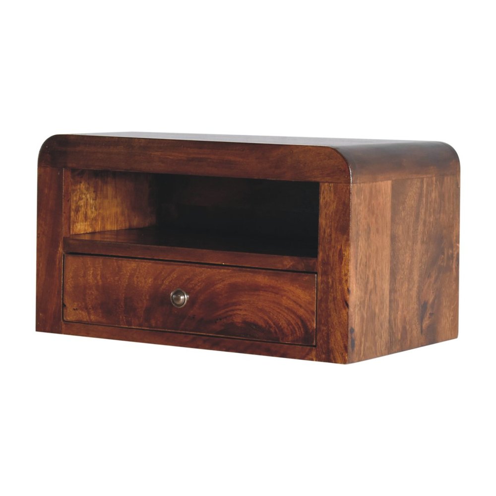 18" Chestnut Solid Wood One Drawer Floating Nightstand