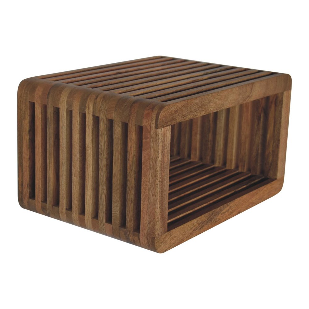 18" Brown Solid Wood Carved Geometric Floating Nightstand