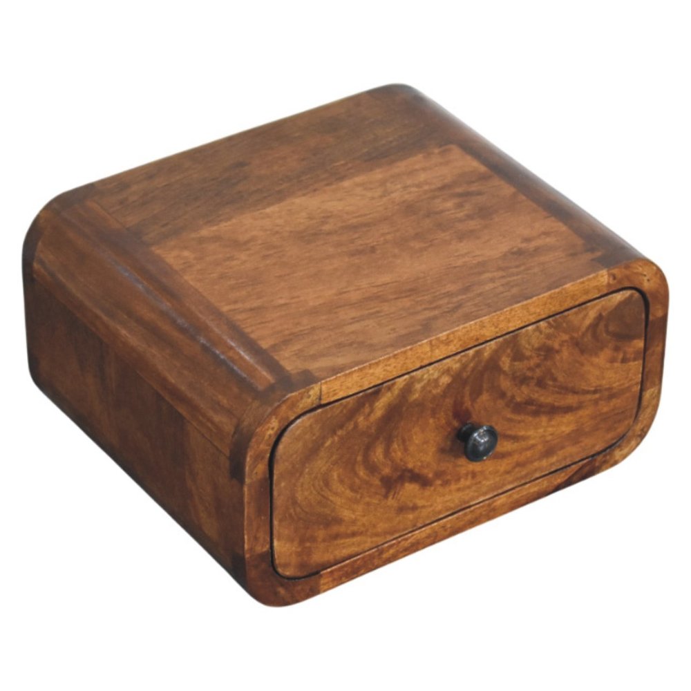 12" Chestnut Solid Wood One Drawer Floating Nightstand