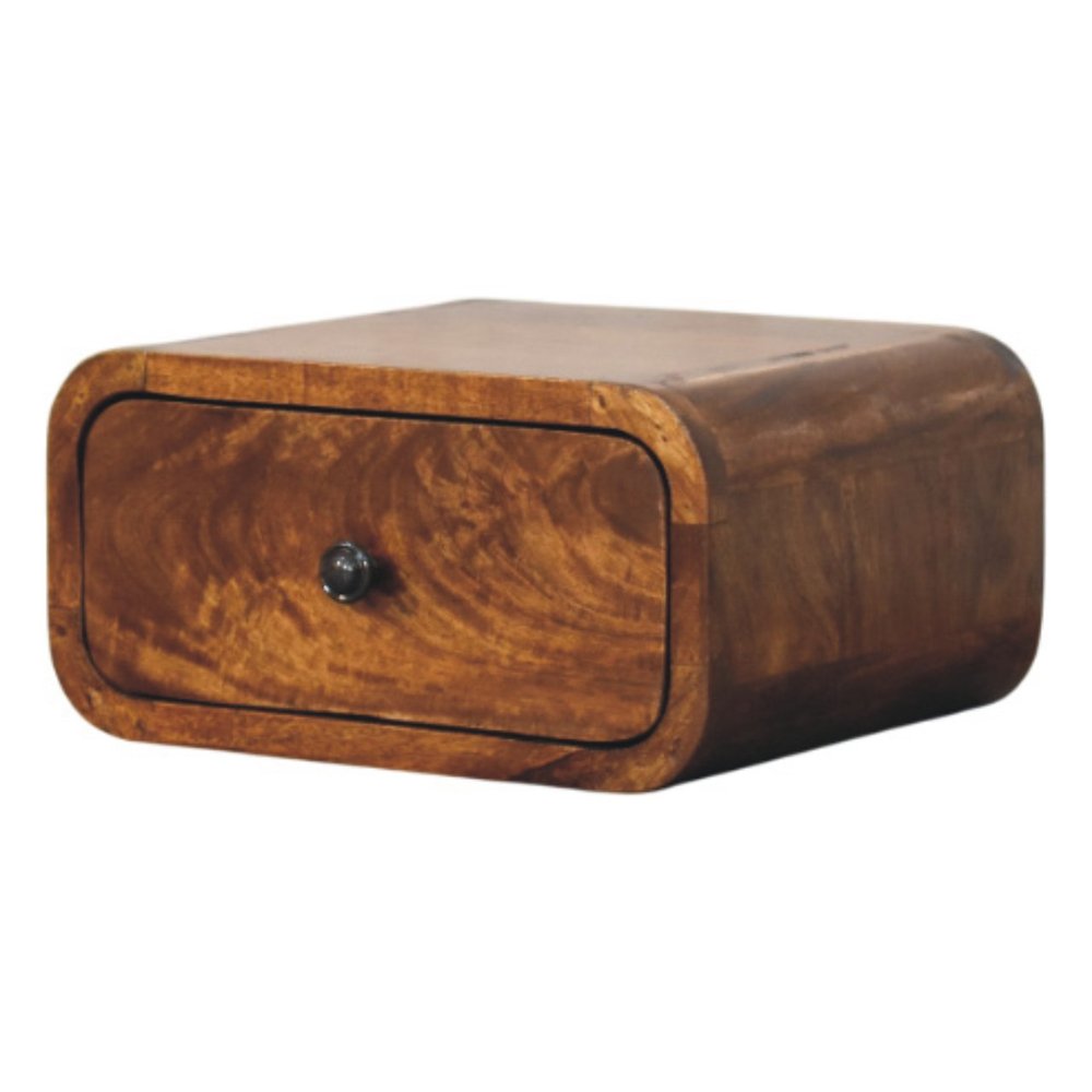 12" Chestnut Solid Wood One Drawer Floating Nightstand