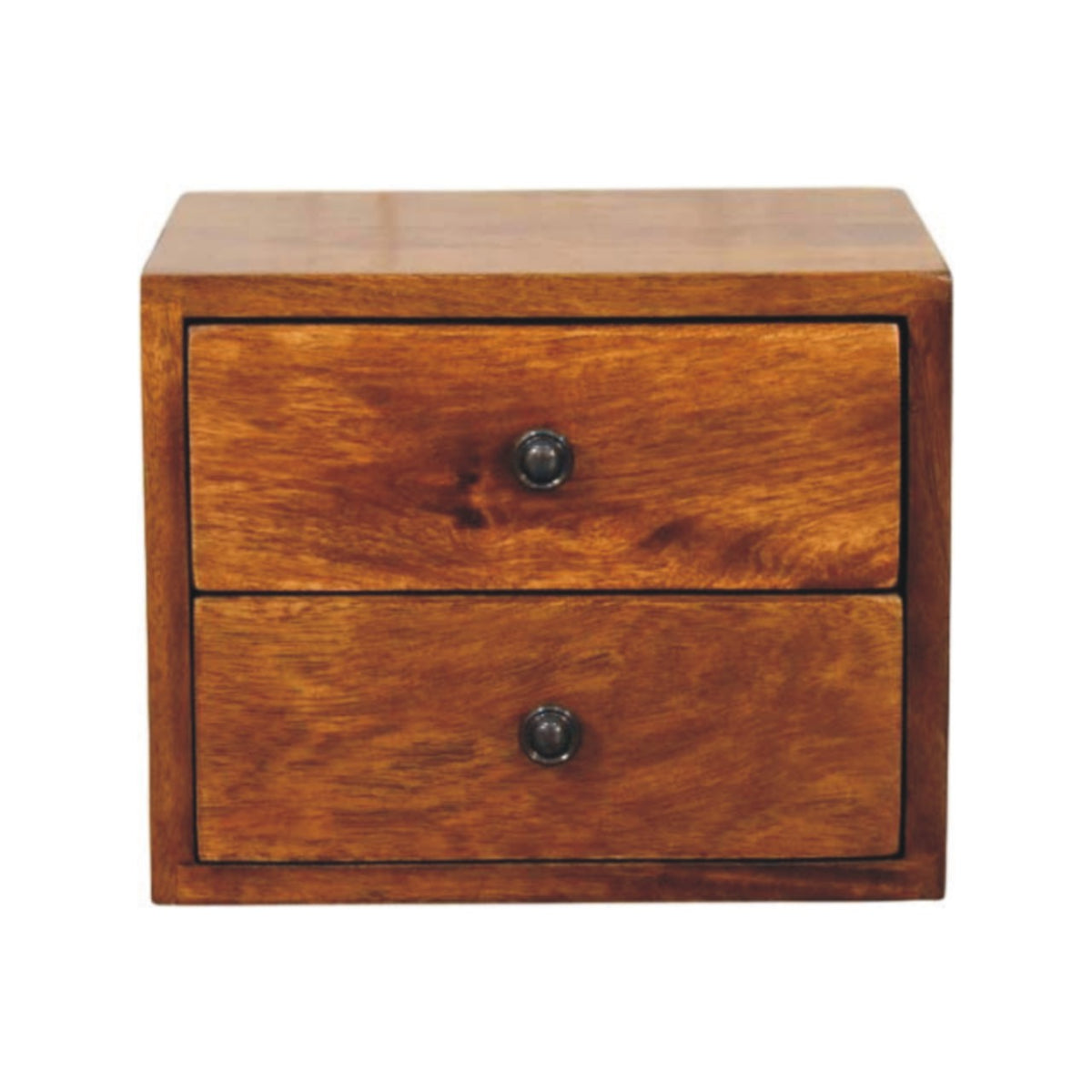 12" Chestnut Solid Wood Two Drawer Floating Nightstand