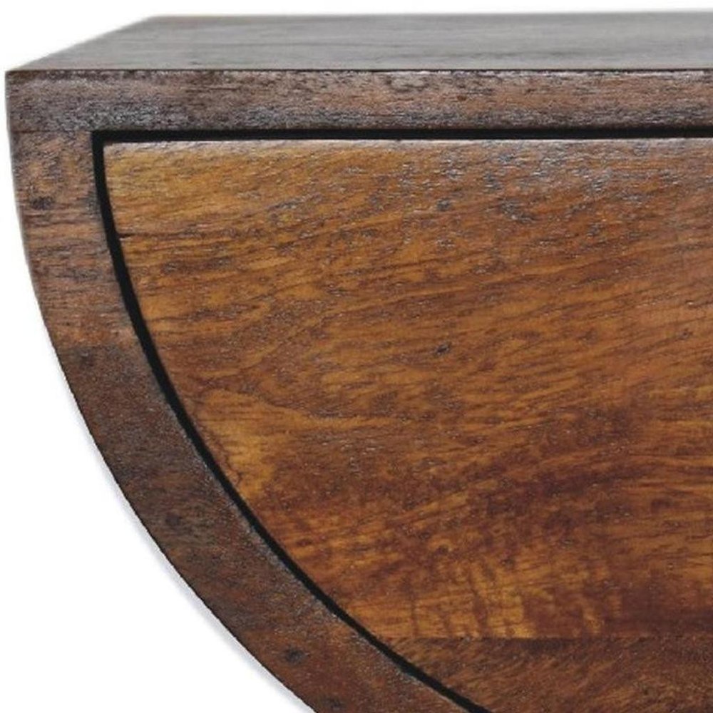18" Chestnut Solid Wood One Drawer Half Moon Floating Nightstand
