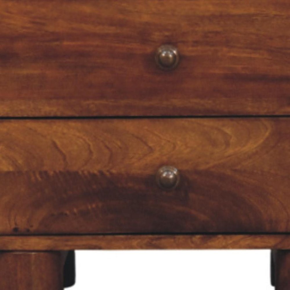 15" Chestnut Solid Wood Square Two Drawer Nightstand