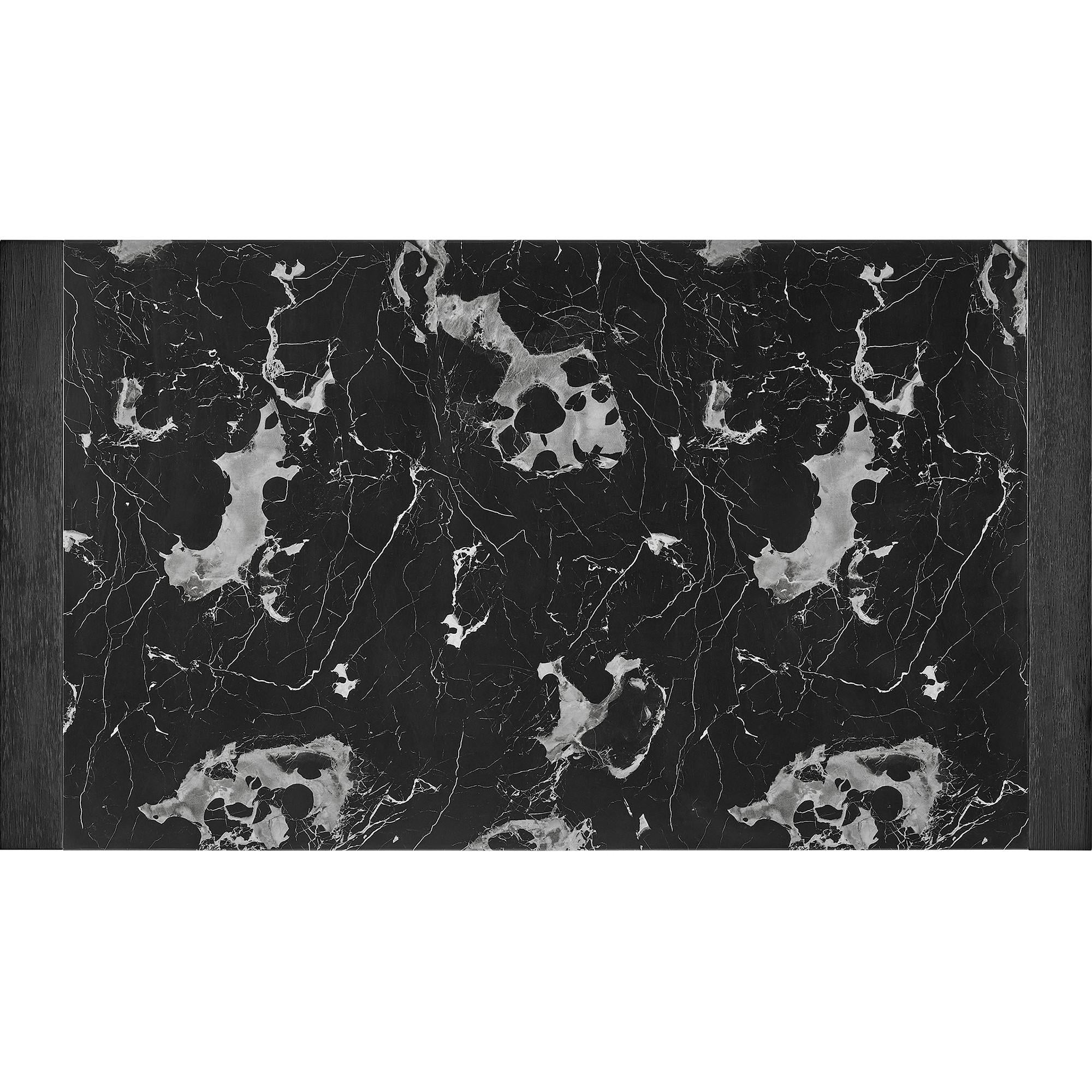 68" Black Faux Marble and Wood Dining Table
