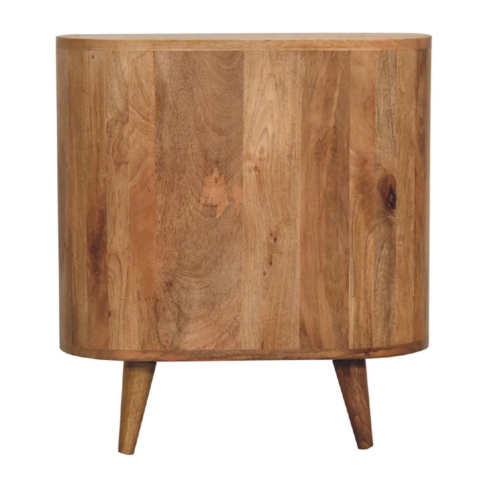 26" Oak Solid Wood Oval Accent Cabinet With Three Drawers