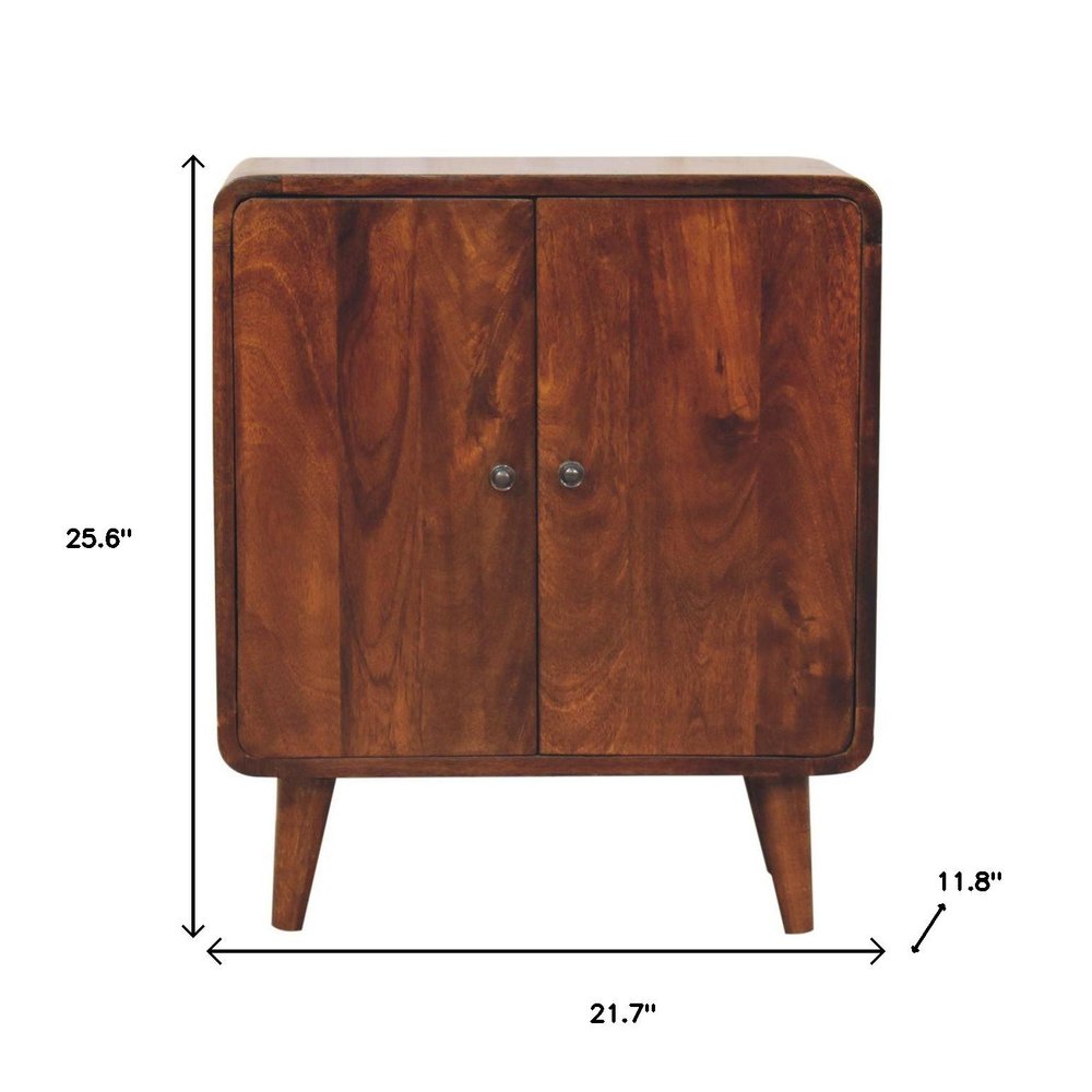 26" Brown Solid Wood Accent Cabinet With Two Doors