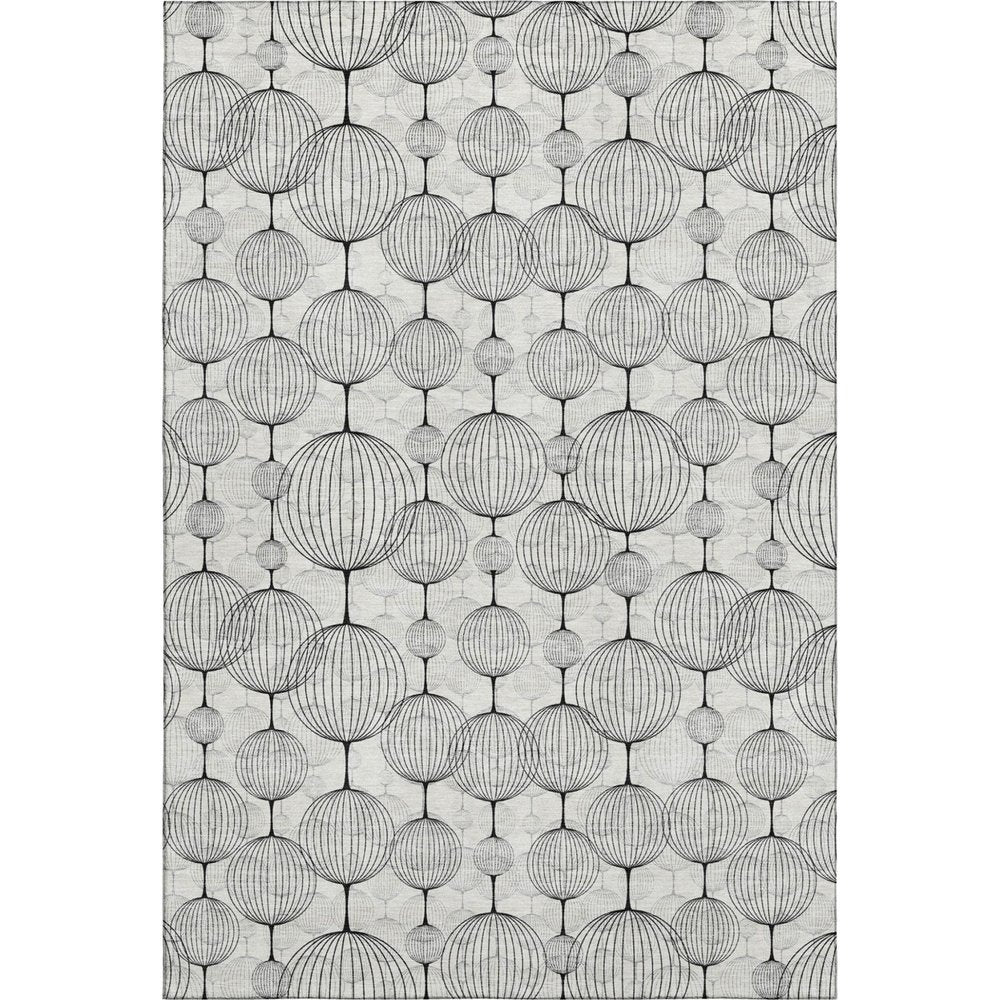 9' X 12' White And Gray Geometric Washable Area Rug With UV Protection