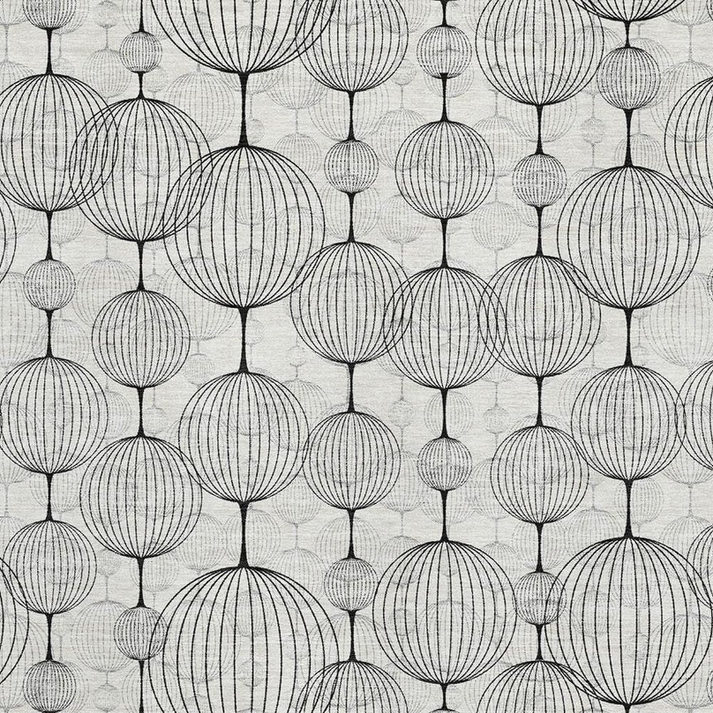 9' X 12' White And Gray Geometric Washable Area Rug With UV Protection