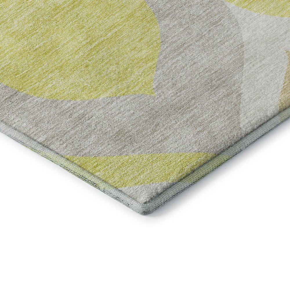 9' X 12' Yellow Ivory And Gray Ogee Washable Area Rug With UV Protection